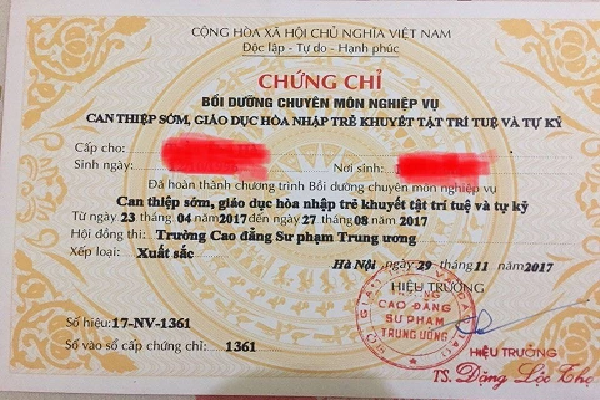 chứng chỉ giáo dục đặc biệt tphcm 2022